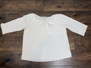 People Tree Organic Cotton White Boho Peasant Lightweight Top T-Shirt Sz 10